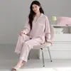 Nuevos pijamas de algodón puro cómodos y suaves para mujer, cárdigan de manga larga, ropa de casa con ribete de encaje a la moda, conjunto de primavera y otoño