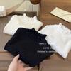 Suéter Novo Estilo Coreano para Meninas Primavera e Outono Estilo Princesa Bebê Gola Meia-Alta com Renda Camisa Base Camisa Tricotada Estilo Ocidental Infantil