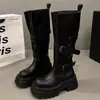 Botas longas Melard com plataforma e salto grosso para mulheres, novidade outono 2026, botas de cano alto justas, botas de montaria