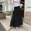 Saia Slimming de Verão Novo Estilo para Mulheres, Saia de Bolo de Quatro Seções, Cintura Alta Elástica, Barra Larga Saia de Gaze Linha A, Saia Longa