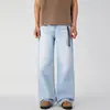 Jeans Rectos de Verano Lktm para Hombre Color Azul Glaciar Americano para Hombres y Mujeres Cleanfit Sencillos Pantalones Largos de Pareja