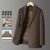 Chaqueta de Traje de Lana Reversible Clásica Acolchada Desmontable para Otoño e Invierno 2025 Estilo Business Casual para Hombre