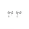 Pendientes de Diamantes de Lazo Hueco de Estilo Suave para Mujer Pendientes de Nicho de Diseño Único Pendientes Coreanos de Celebridad de Internet de Alta Gama