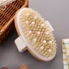 Cepillo de Madera hemu con Clavo y Bambú Desmontable de Mango Largo, Cepillo Ovalado de Madera de Haya, Masajeador de Cabeza de Bala de Madera de Haya, Set de Baño