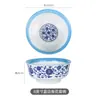 Cuenco de Porcelana Azul y Blanco para Fideos de Res de Lanzhou, Cuenco para Sopa, Cuenco Cónico, Cuenco para Fideos Caracol, Cuenco para Fideos con Salsa Frita, Cuenco Comercial para Fideos, Cuenco para Fideos con Salpicaduras de Aceite