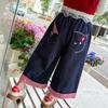 Calça Jeans Feminina Primavera e Outono 2025 Nova Estilo Outono Infantil Desenho Animado Menina Moda Casual Calça Reta