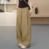 Pantalones Casuales de Pierna Ancha de Cintura Alta con Diseño de Pliegues Laterales de Moda Nuevos para Primavera/Verano 2026 para Mujer