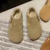 Sapatos estilo Birkenstock femininos de sola grossa e forrados com fleece, novos mocassins retrô 2026, sapatilhas Birkenstock, sapatos de inverno peludos, sapatos quentes de algodão