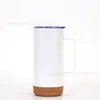 Caneca de aço inoxidável 304 transfronteiriça caneca fundo de cortiça alça copo de água 16 oz12oz copo de carro atacado