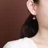 Pendientes de Caqui Plateado Yilu Plata de Ley S925 Esmalte Caqui Ruyi Buenas Cosas Fruta Cacahuete Ganchos para Orejas Listos en Stock
