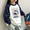 Sudadera de Dibujos Animados para Niños 2026 Otoño/Invierno Nuevo Estilo Sudadera de Algodón con Cuello Solapa para Niñas Pulóver Moderno Camiseta Básica para Niños Mayores