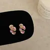 Pendientes de Botón con Diseño de Personalidad Plisado de Goteo de Aceite Geométrico Simple Lujo Ligero de Gama Alta Modernos Versátiles Modernos Elegantes