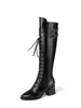 Botas Largas para Mujer, Botas de Mujer para Otoño e Invierno, Botas Martin de Cordones Estilo Británico con Tacón Grueso, Botas de Tacón Alto para Mujer, Botas de Montar, Comercio Exterior Transfronterizo