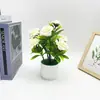 Novo Bonsai de 7 Rosas Lembrança de Dia dos Namorados Decoração de Vasos com Flores Artificiais de Plástico para Mesa de Casa