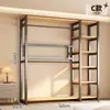 Arara de Roupas, Arara de Chão para Quarto, Arara Integrada para Closet Aberto, Unidade de Prateleira de Metal, Pode Ser Combinada com um Guarda-Roupa