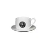 Xícara de Café e Pires de Cerâmica Lisa Colorida Minimalista Moderna, Xícara e Pires com Logo Personalizado Clássico Preto e Branco, Xícara para Chá da Tarde, Ótimo Item para Presente