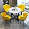 Mesa y Sillas de Piedra Sinterizada de Lujo Ligero Italiano Juego de Mesa y Sillas para Oficina de Ventas Recepción de Ocio Tiendas de Té con Leche Mesas y Sillas Mesas de Celebridad de Internet