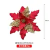Flor Artificial Falsa con Flocado y Lentejuelas Personalizada Decoración de Árbol de Navidad Adornos Colgantes Rojo DIY Accesorios de Flores Decorativas