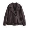 Chaqueta de moto de cuero lavado de moda urbana otoño-invierno 2024 para mujer europea y americana de comercio exterior transfronterizo de Amazon