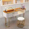 Mesa de Manicure Estilo Cream Branca Estilo Japonês Vidro Única Conjunto Completo Luxo Simples Mesa de Manicure Armazenamento Mesa de Manicure Dobrável