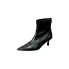 Botines de Tobillo para Mujer Estilo Europeo y Americano con Cremallera Trasera, Punta Fina, Tacón de Aguja, Nuevo Estilo Otoño/Invierno 2026, Botas de Moda