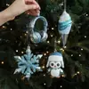 Pingente de Plástico Azul Transfronteiriço Pó Pegajoso Decoração de Janela de Árvore de Natal Estrela de Cinco Pontas Floco de Neve Decoração de Desenho Animado Layout de Cena