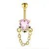 Moda Europea y Americana Anillo para Ombligo con Forma de Corazón con Circonita Incrustada de Cobre, Joyería para Piercings de Acero Inoxidable, Directo del Fabricante