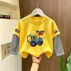 Camiseta de manga larga de algodón puro para niños, top casual de primavera y otoño para niños, camiseta interior simple y holgada para niños mayores