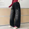 Pantalones Anchos Nuevos para Niños Mayores, Temporada Primavera y Otoño 2026, Jeans Versátiles Estilo Coreano, Pantalones Rectos Bordados de Moda para Niñas
