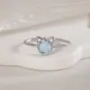 Anel Gatinho Brilhante de Diamante Aberto Ajustável Design Criativo Super Lindo Gato Azul Dedo Indicador Anel de Cauda para Mulheres