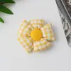 Flor de Tecido DIY de Cinco Pétalas com Enchimento de Algodão, Acessório de Flor Artesanal, Flor Xadrez para Roupa, Flor Quadrada Grande Lisa