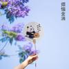 Abanico Redondo Panda de Frutas Estilo Chino con Texto Creativo, Nuevo Abanico Redondo de Papel de Caligrafía y Pintura China para Lugares Escénicos, Fotografía de Viajes y Abanico Tradicional