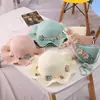 2020 Novo Verão Crianças Chapéu de Palha Meninas 'Moda Pequeno Satchel Set Parent-Child Fisherman Basin Hat Big Rim Sunshade