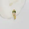 Brincos Pequenos de Cobra com Zircônia Incrustada de Cobre, Brincos de Pino Reto Totalmente Microincrustados com Zircônia, Acessórios de Orelha Estilo Ins de Quatro Cores, Argolas de Orelha Exquisitas Elegantes e Versáteis