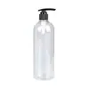 Botella de Plástico Transparente Redonda de 500 ml para Acondicionador y Gel de Ducha, Botella con Bomba de Plástico PET para Loción