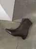 Botas Femininas de Outono/Inverno Novas, Bico Quadrado, Zíper nas Costas, Salto Escondido de 5cm, Estilo Western Retrô, Para Caminhada, Emagrecimento, Tamanho Petite