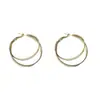 Pendientes de Aro Doble de Metal con Cruz Exagerada de Personalidad Moda Europea y Americana Temperamento de Nicho Personalidad Versátiles Pendientes de Viento Frío para Mujer