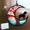 Regalo Memorial para Perros Transfronterizo: Adorno Colgante Acrílico de Colores de un Perro en la Luna para Regalos Conmemorativos de Mascotas