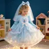 Vestido de Princesa Elsa para Meninas, Vestido de Outono 2026 Novo Modelo, Vestido Super Fofo de Manga Longa para Bebês, Vestido Rodado Infantil