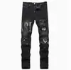 Transfronteiriço novo AM tipo pele rua alta patch jeans rasgados moda masculina malandro bonito celebridade da internet mesmo estilo slim fit calças de perna pequena
