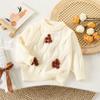 Suéter nuevo de invierno 2024 para niñas, tres árboles, suéter de punto para bebé, suéter con forro polar, camisa base gruesa, versión coreana