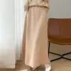 Nueva falda larga de punto de lana pura para otoño e invierno para mujer, falda jacquard hueca de moda con forro, falda de paraguas de dobladillo ancho