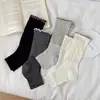 Calcetines de Primavera y Verano, Calcetines Apilables para Mujer, Calentadores de Piernas sin Pies con Bloques de Color, Calcetines Largos con Volantes, Calcetines Versátiles Simples para Pantorrilla, Algodón Puro