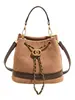 Comercio Exterior Transfronterizo Retro Cuero Genuino Color Mate Bloques de Color Otoño e Invierno Sensación de Alta Gama Bolso Cubo con Cadena Bolso Cruzado de Moda para Mujer con Cierre de Cordón