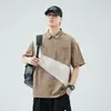 Camisa Polo Versátil Personalizada Masculina Verão Nova Solta Manga Meia-manga Camiseta com Gola Camiseta Esportiva Manga Curta Preta