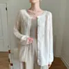 Veludo~Herbalife 75% Caxemira + 25% Seda de Amora Tricô Cardigan Feminino Estilo Coreano Solto Suéter Casaco Cobertura
