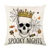 Decoración de Halloween de Amazon Funda de Almohada de Lino para el Hogar Funda de Cojín Divertida con Cabeza de Calabaza para Sofá Cojín para Respaldo de Coche