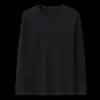 Camiseta Masculina de Manga Longa para Outono, Primavera e Outono, Cor Sólida, Gola Redonda, Slim Fit, Estilo Coreano, Top Juvenil, Camiseta Básica da Moda