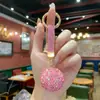 Chaveiro Redondo Brilhante de Strass Exquisito Chaveiro Fofo de Carro Pequeno Pingente Acessório de Joia para Mulheres com um Toque de Luxo
