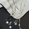 Colar Estrela com Franja Vintage Estilo Hot Girl Millennial para Mulheres, Acessório de Corrente Versátil para Suéter de Outono, Corrente Longa Simples para Moletom